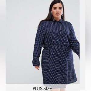 NWT Unique 21 Hero heart print shirt dress with belt from ASOS in navy heart
